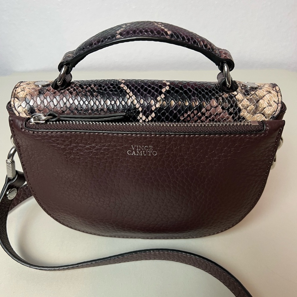 NWOT Vince Camuto Alexi Brown Leather Snake Crossbody - Picture 8 of 15